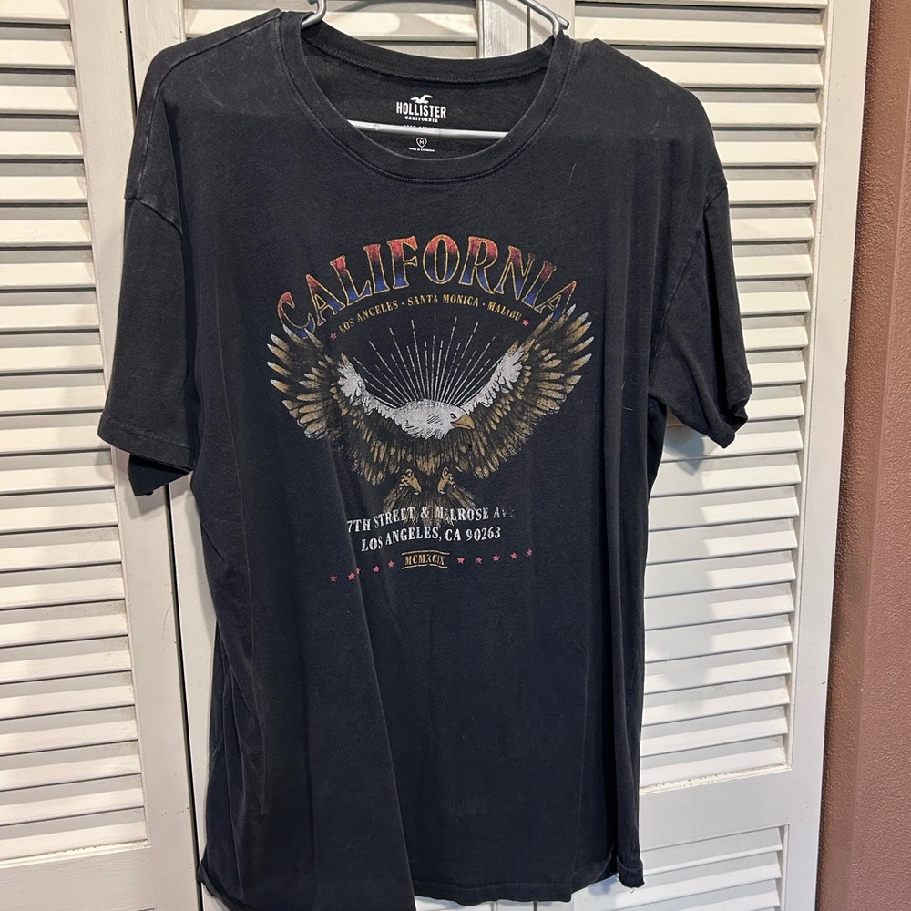 Hollister Black Short Sleeve Tee with Vintage Graphic